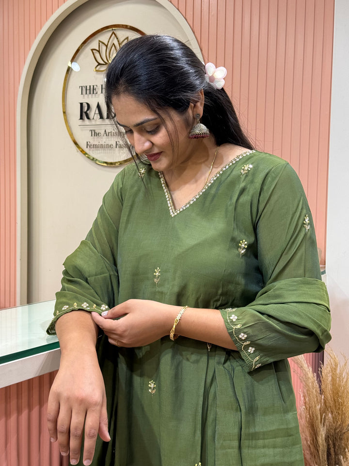 Mul Chanderi semi Party wear | R214