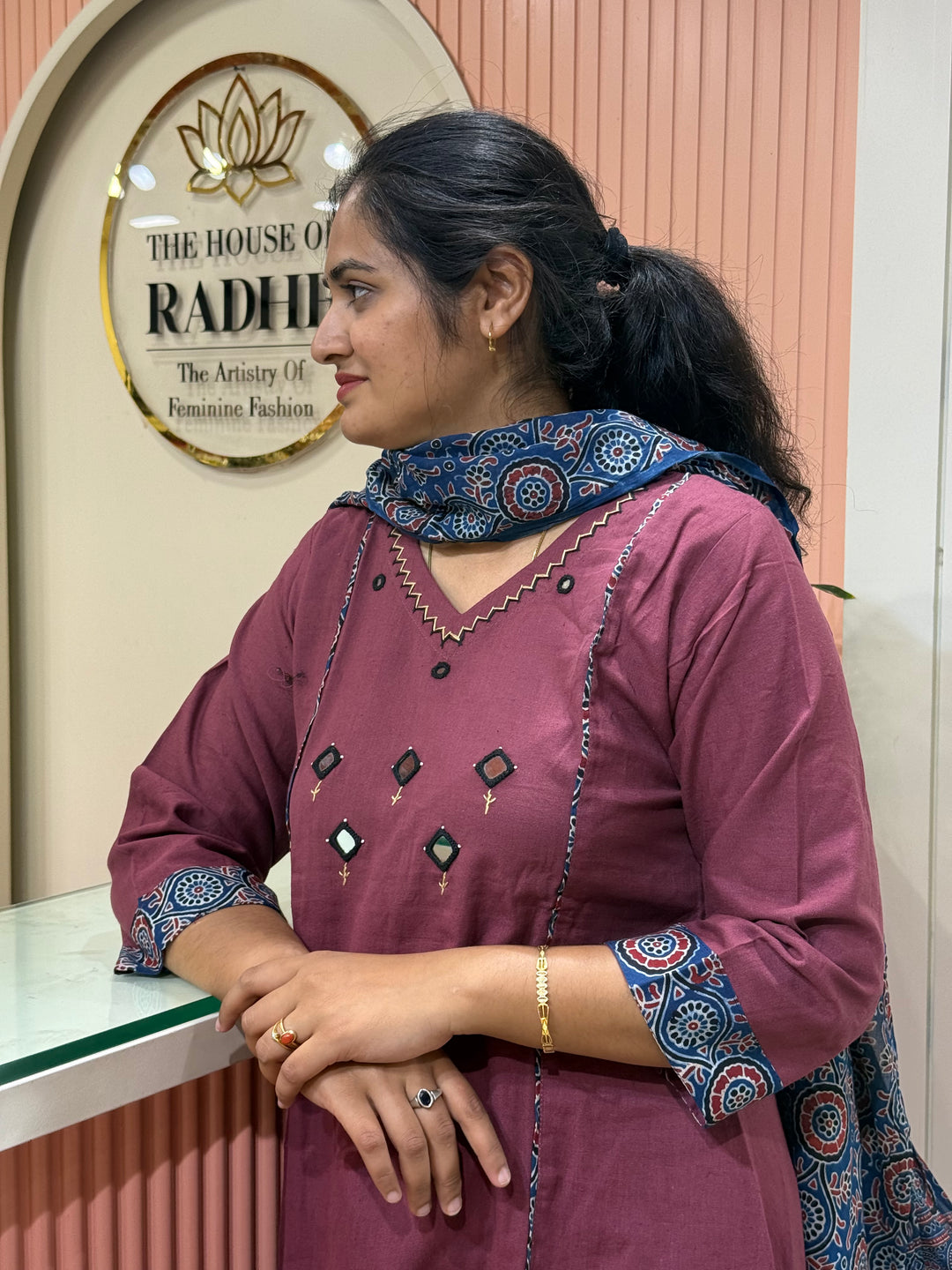 Khadi Cotton Collection With Ajrakh Print Dupatta | R210