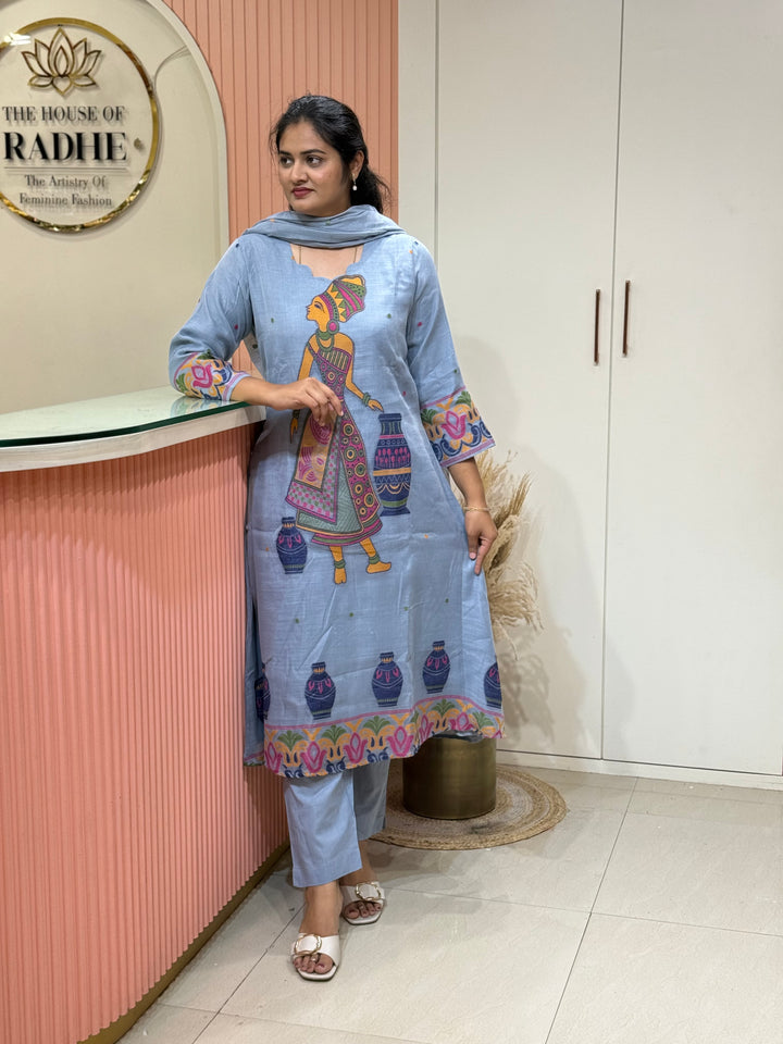 Pure Jamdhani Designer 3 Pcs Set Collection (Cotton Lining)| R211