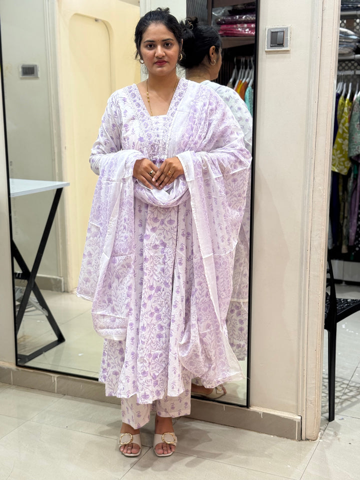 Cotton Dress with Cotton Lining – Summer Collection (White Base) | R113