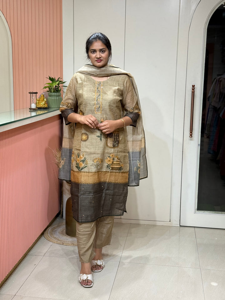 Pure Jamdhani Designer 3 Pcs Set Collection (Cotton Lining)| R211