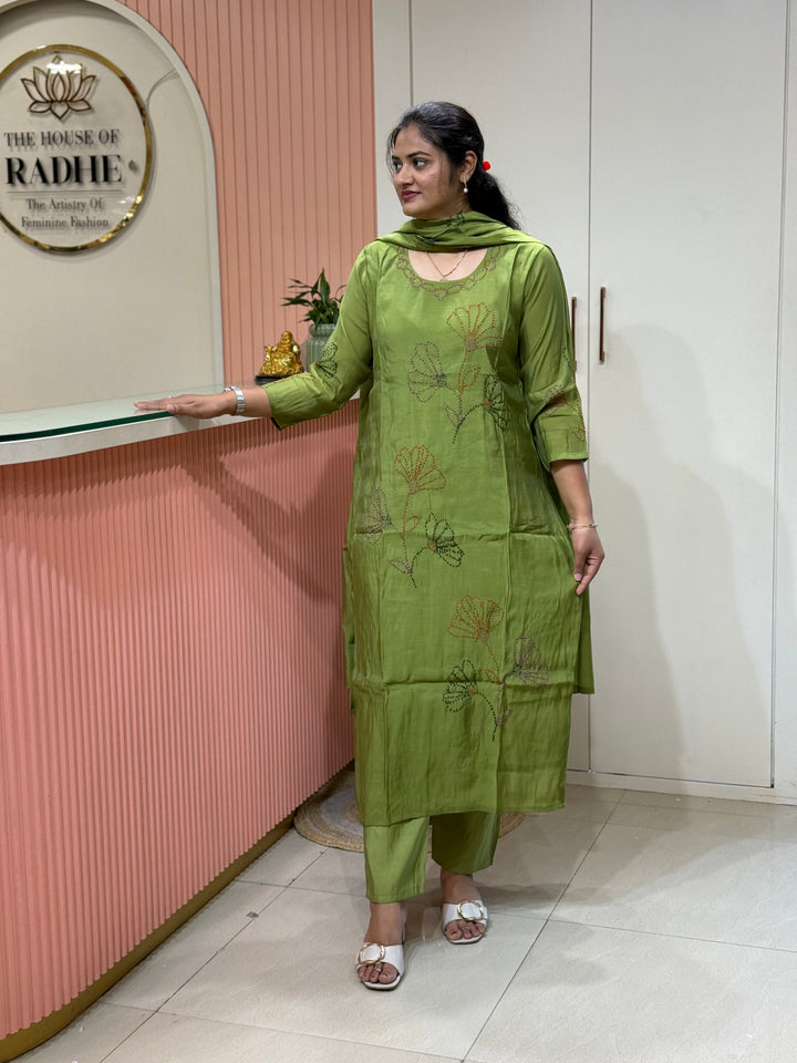 Mul Chanderi Collection with Floral Work | R226