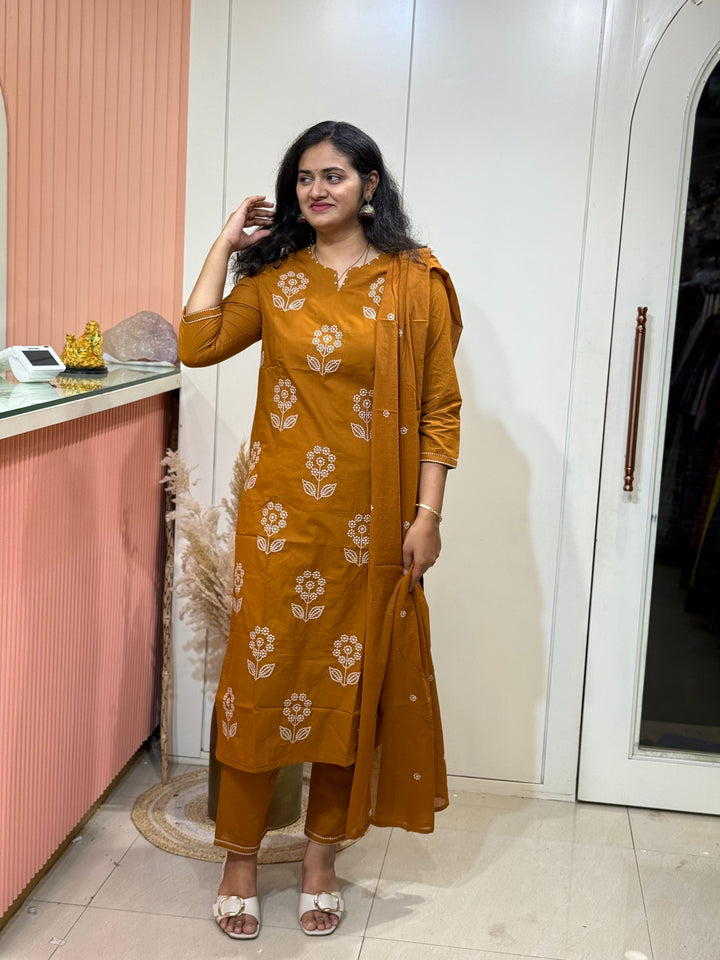 Premium Cotton Embroidery Kurta Set | Elegant Collection | R130