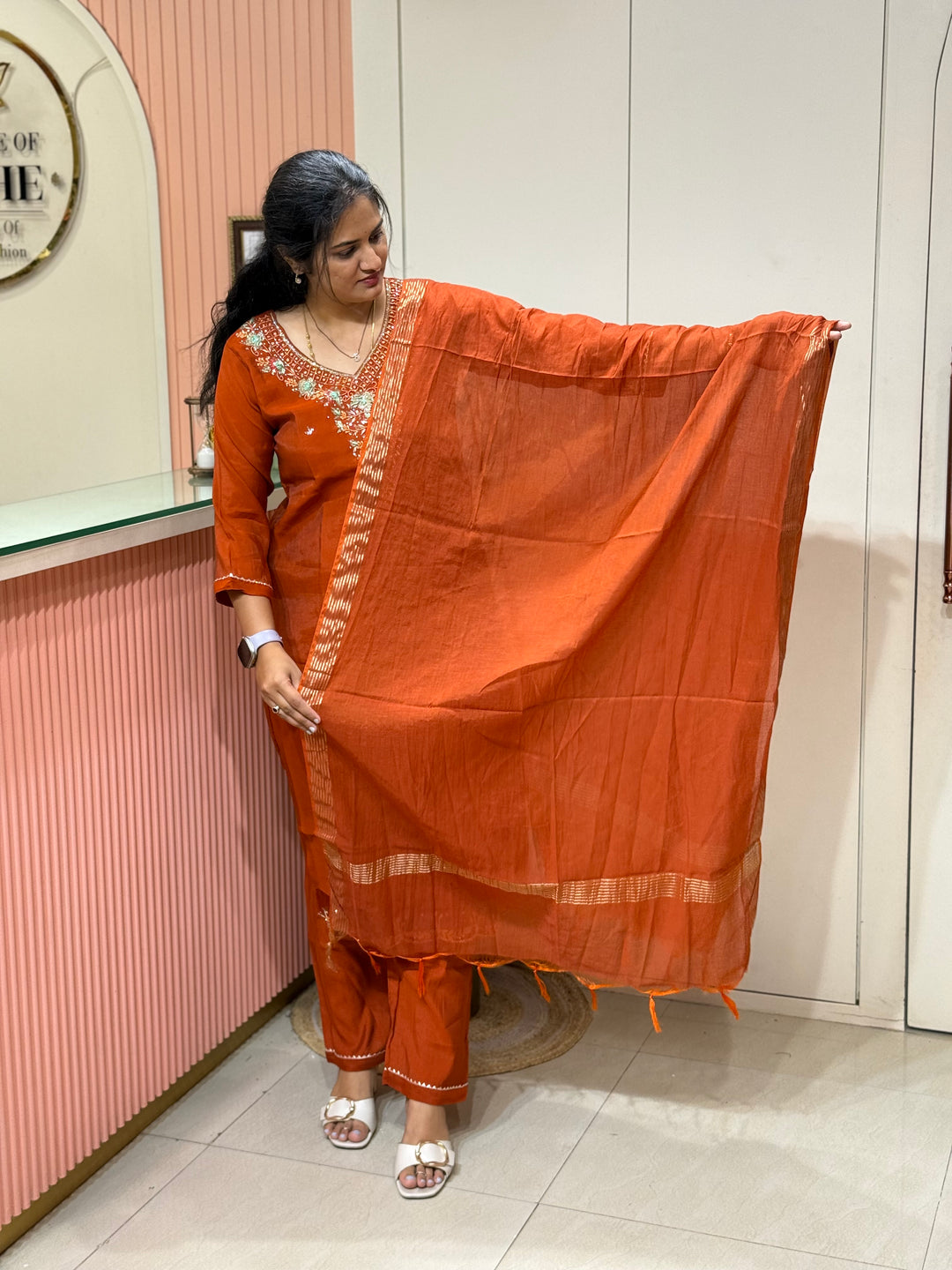 Mul Chanderi  Handwork Collection | R216