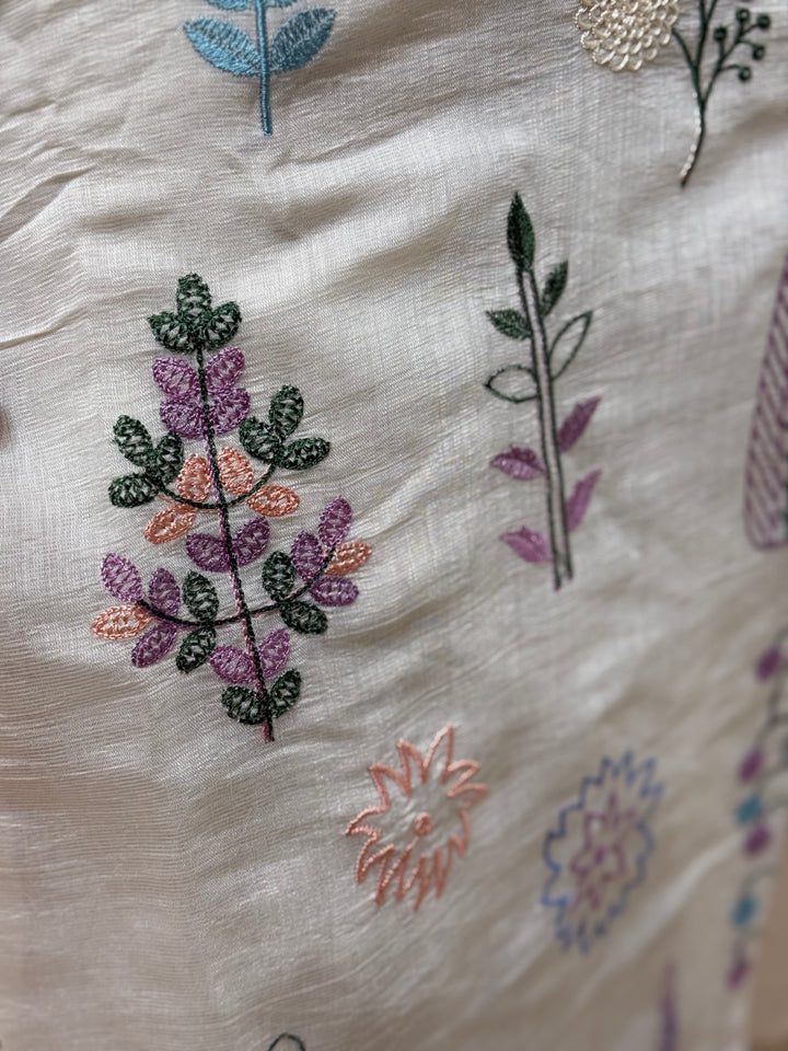 Coral Mul Chanderi Collection with Embroidery work | R179