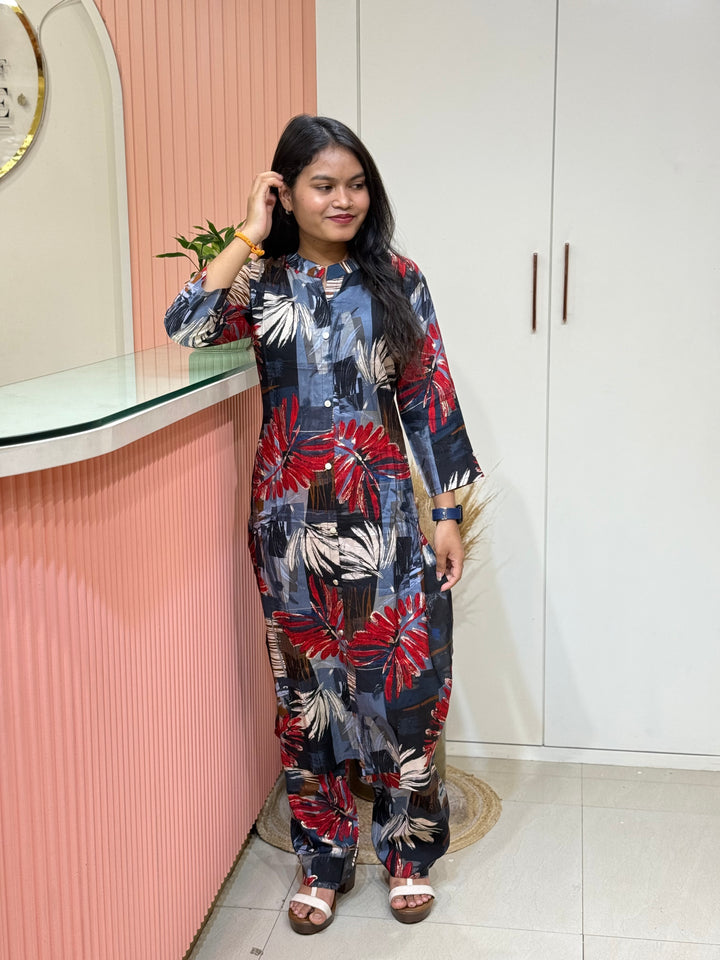 Rayon 2 piece collection with floral work | R137