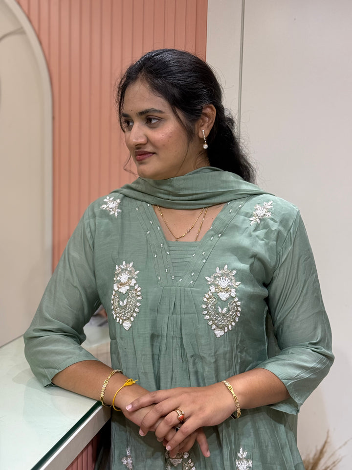 Mul Chanderi With Cut Dana and Zardosi Semi Party Wear Collection | R206