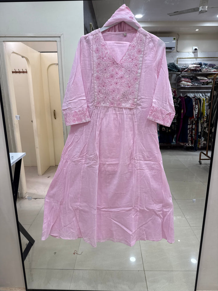 Pure Mul Cotton with Embroidery Work (Cotton Lining)  | R168