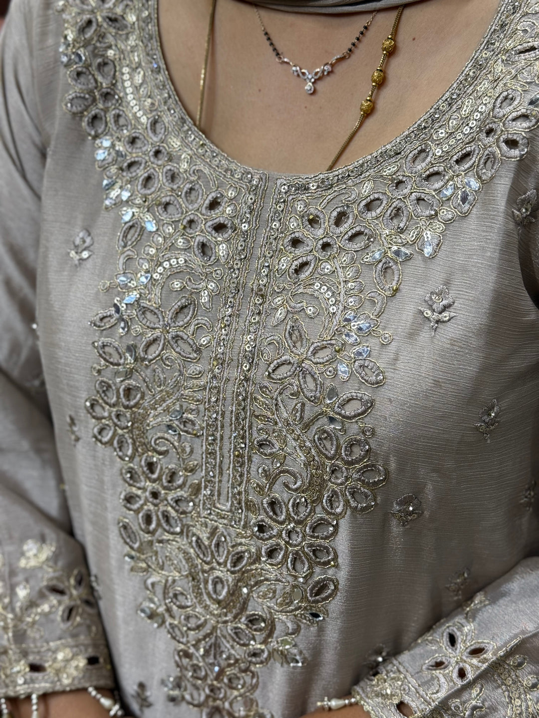 Pure Tissue Silk Collection with Beautiful Work ( flare Plazo) | R148