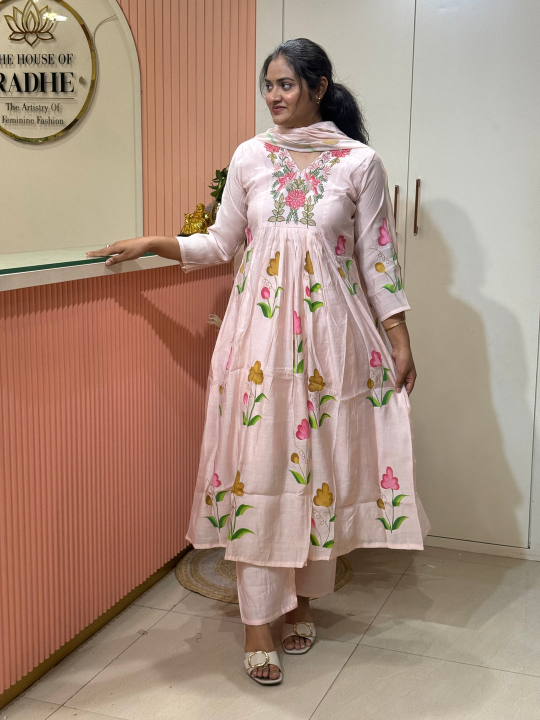 Mul Chanderi Collection with Brush Paint | R209