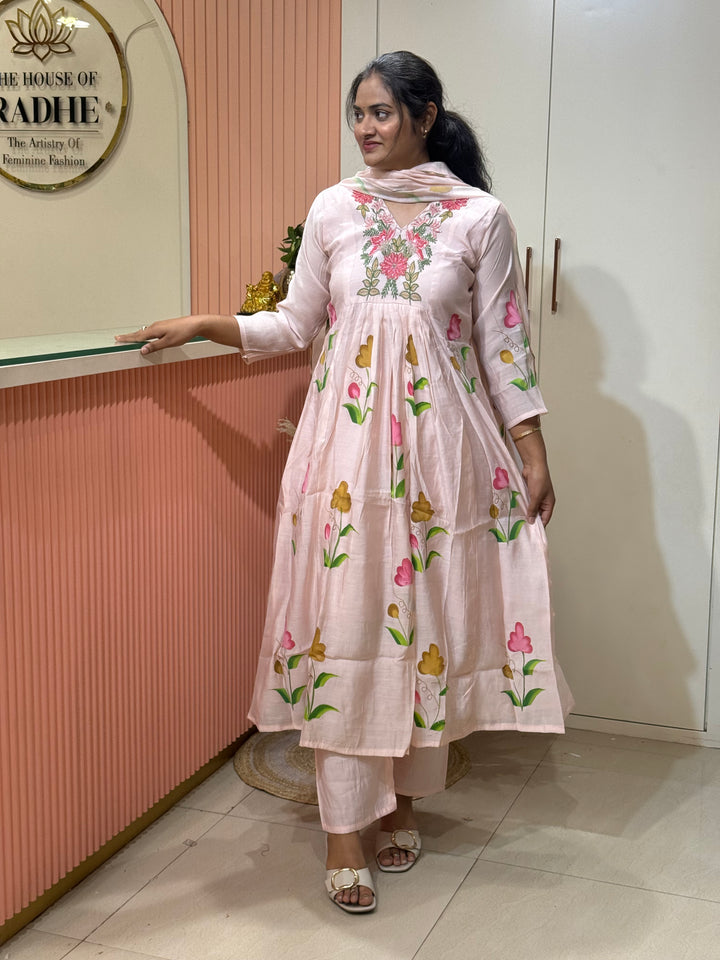 Mul Chanderi Collection with Brush Paint | R209