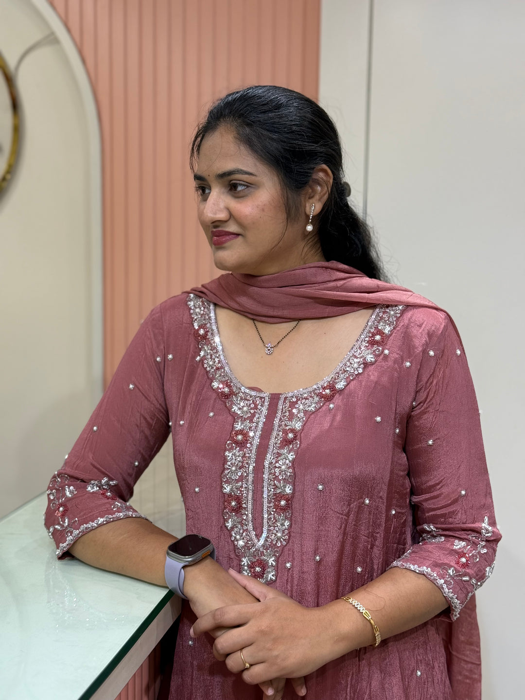 Pure Chinon Festive Collection | Full Handwork, Sequin &amp; Cut Dana | R177