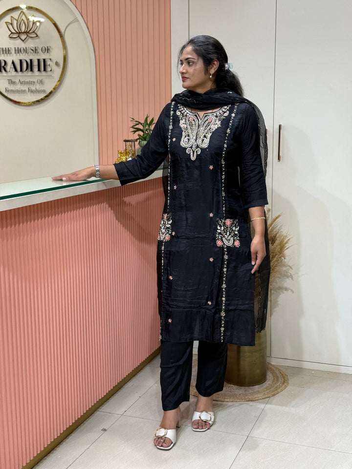 Dola Silk 3Pcs Collection with Handwork | R218