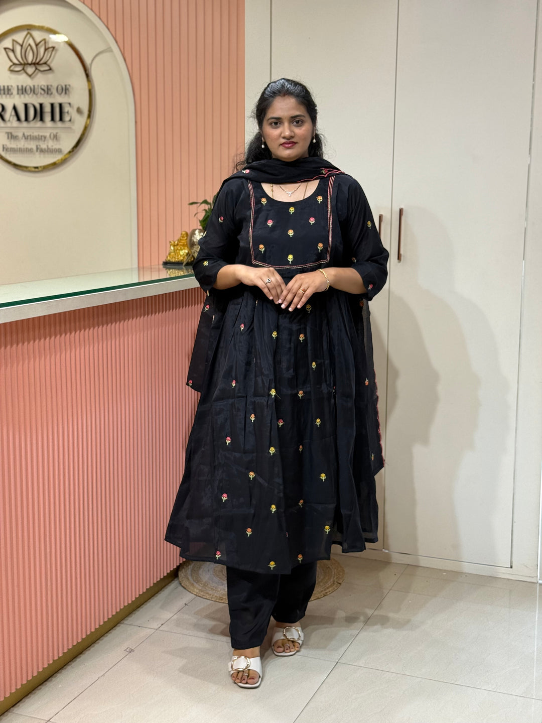 Mul Chanderi with cute Embroidery work | R208