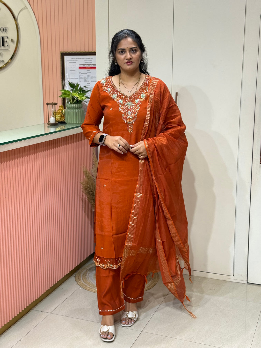 Mul Chanderi  Handwork Collection | R216