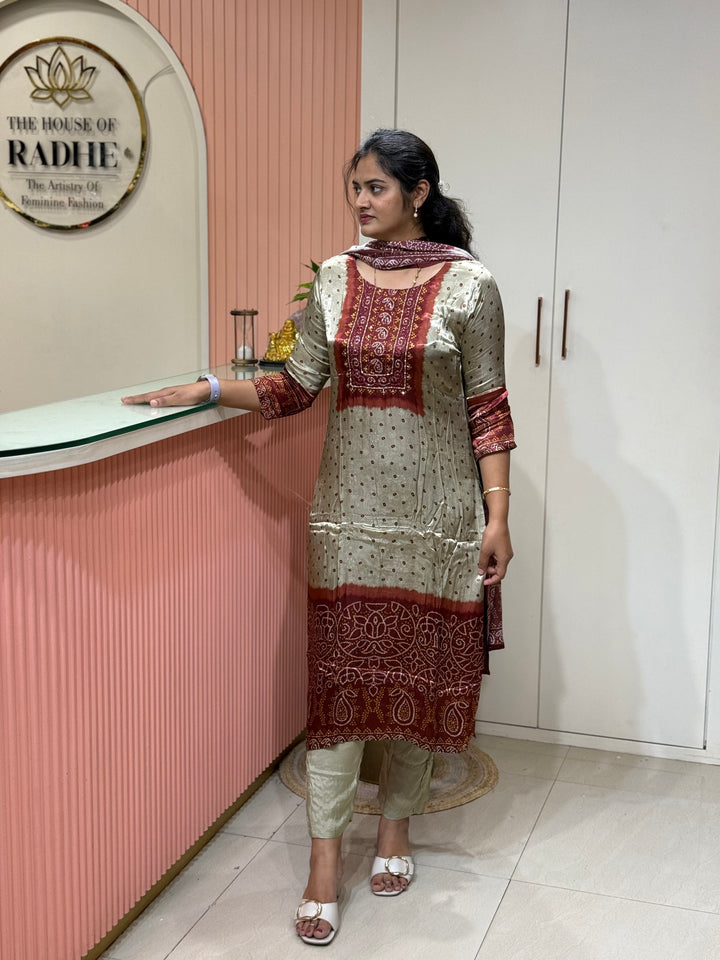 Gaji Satin Collection with Bandini print ( Dupatta Gaji Satin ) | R227