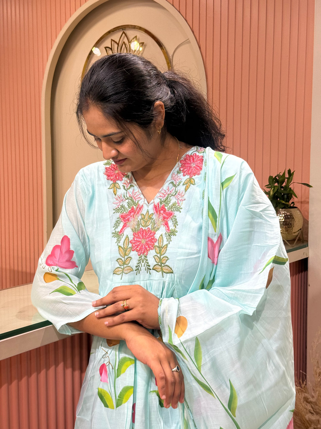 Mul Chanderi Collection with Brush Paint | R209