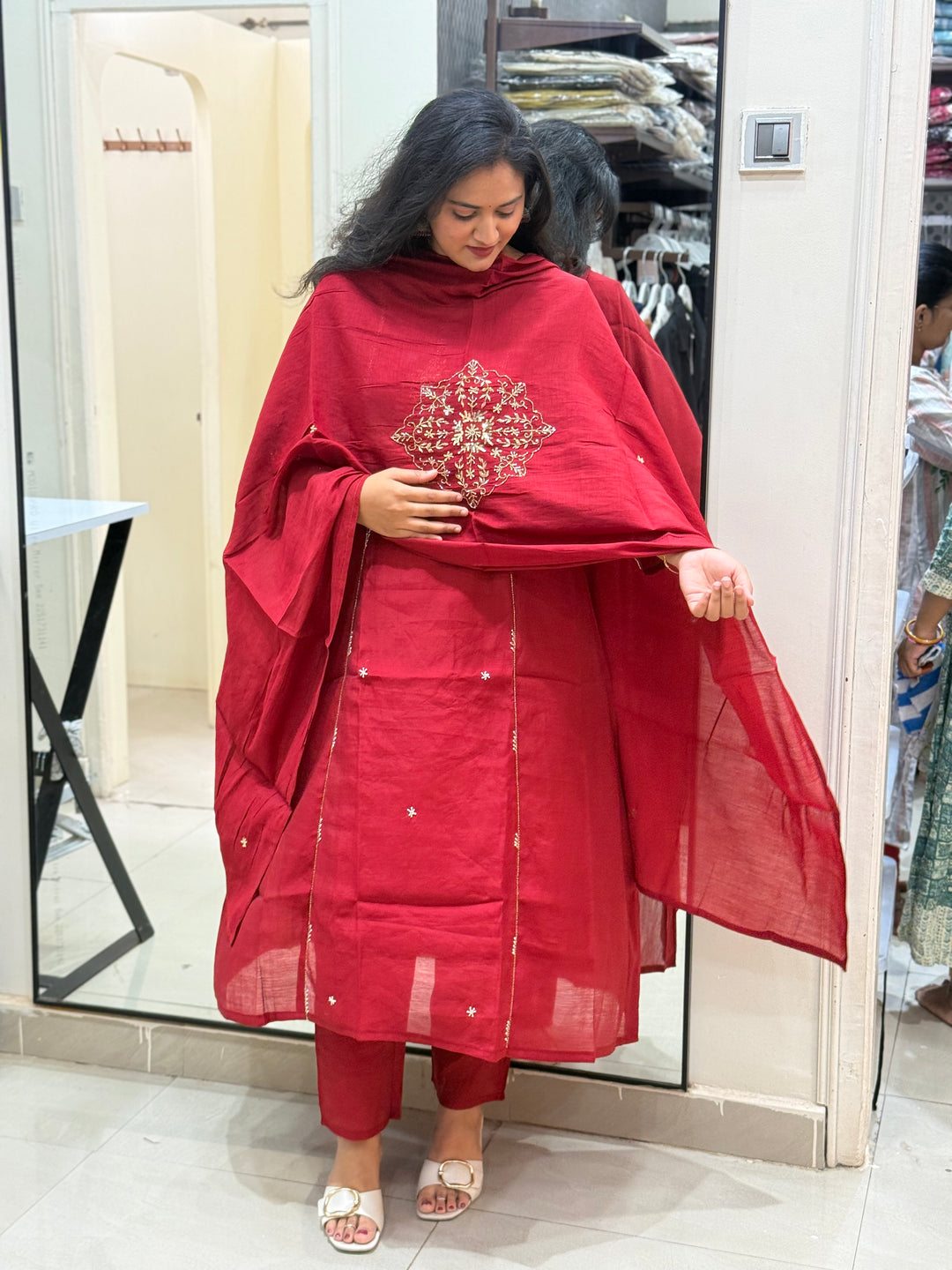 Premium Mul Chanderi Party wear Collection with Dupatta Work | R206