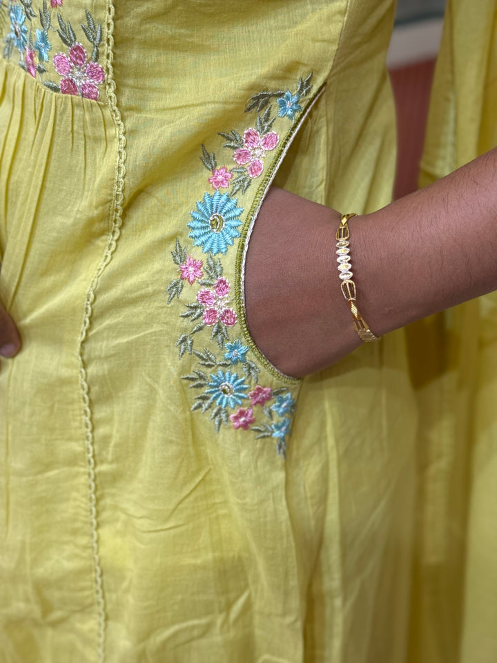 Pure Mul Cotton with Embroidery Work (Cotton Lining)  | R168