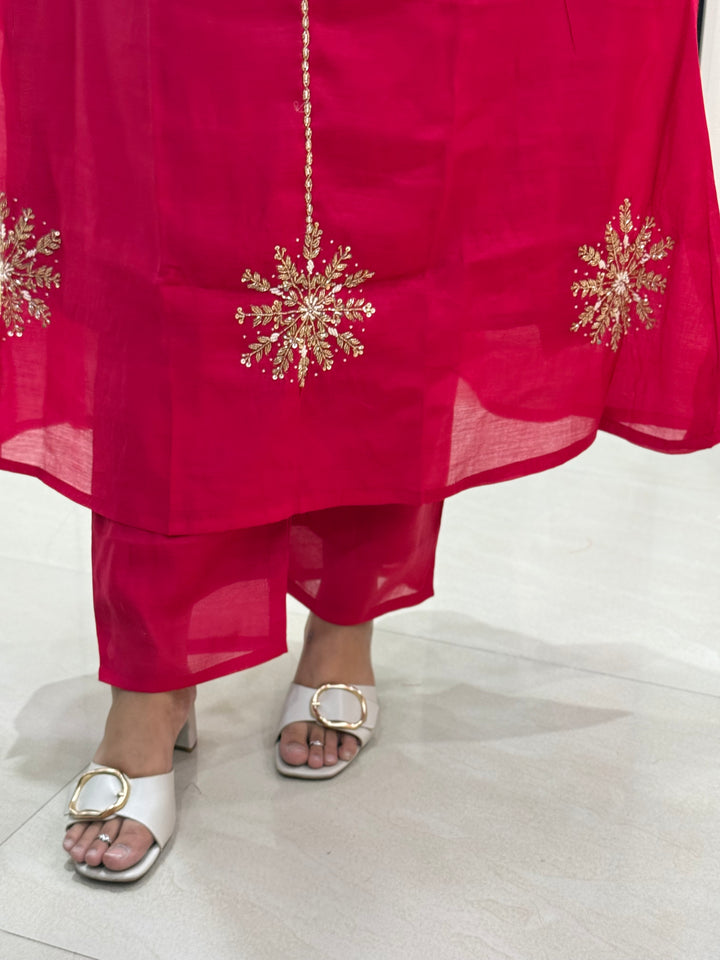 S Mul Chanderi 3 Pc Kurta Set RESTOCK| Semi Party Wear | R138