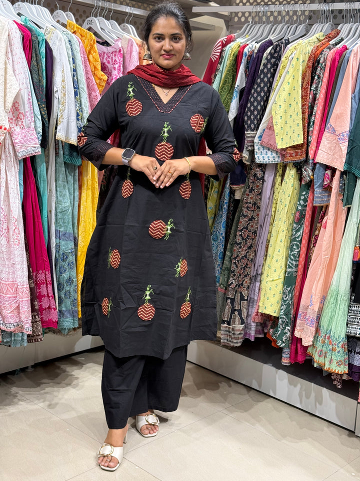 Pure Cotton Dress with Appliqué &amp; Embroidery | R125