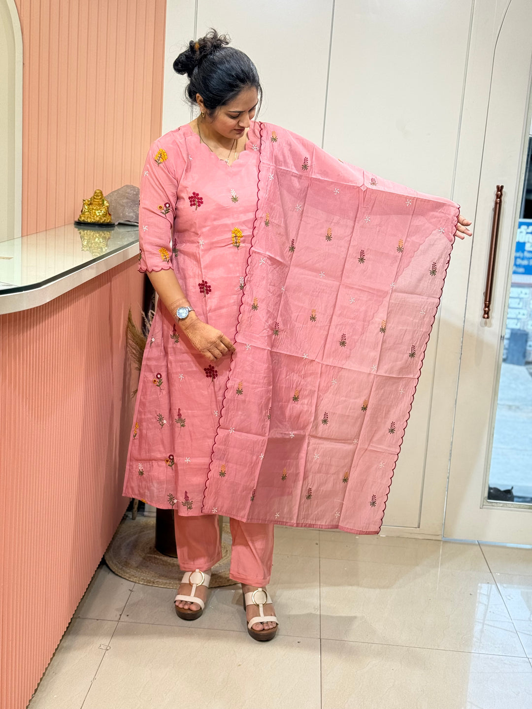 Mul Chanderi Embroidery Collection – Elegant Flare Pattern | R179