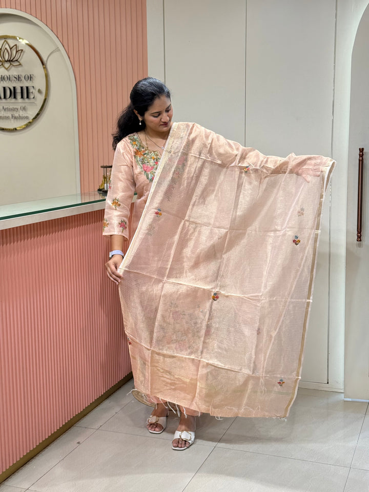 Zari Kota fabric with Hand Embroidery work (Cotton Lining) | R179