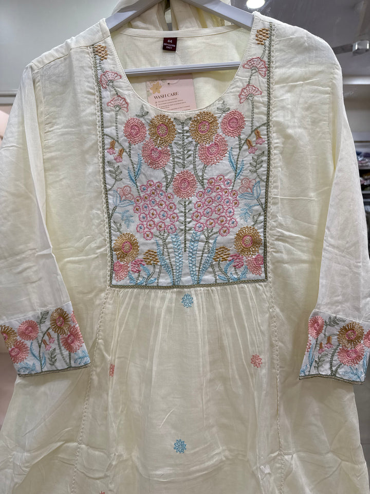 Pure Mul Cotton with Embroidery Work (Cotton Lining)  | R168