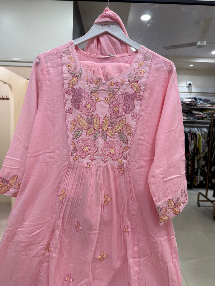 Pure Mul Cotton with Embroidery Work (Cotton Lining)  | R168