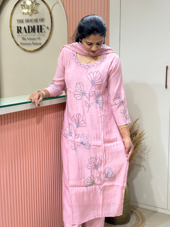 Mul Chanderi Collection with Floral Work | R226