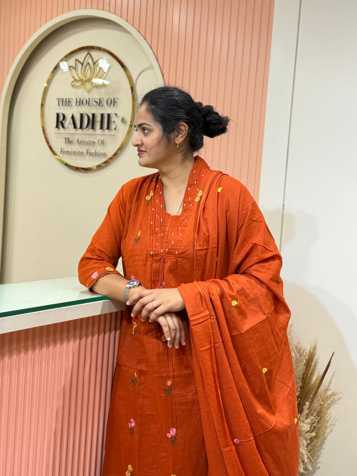 Mul Cotton with Beautiful Embroidery Work (Cotton Lining) | R176