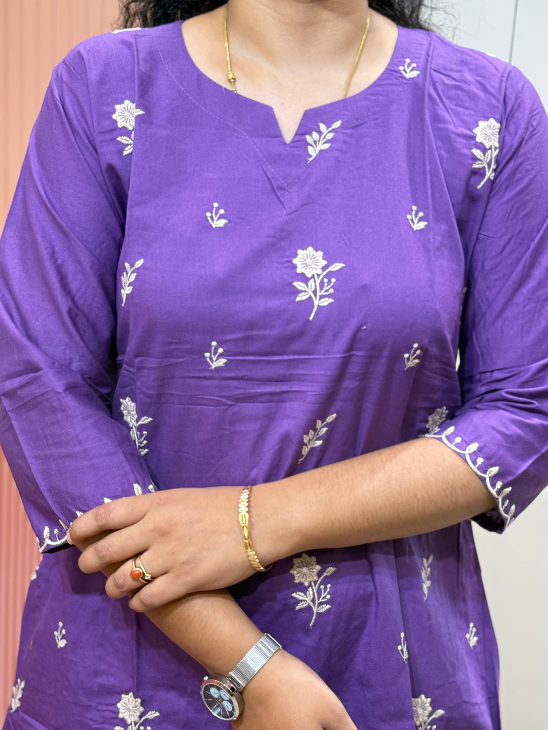 Cotton A-Line 2 Pc Kurta Set – Embroidered Collection | R137