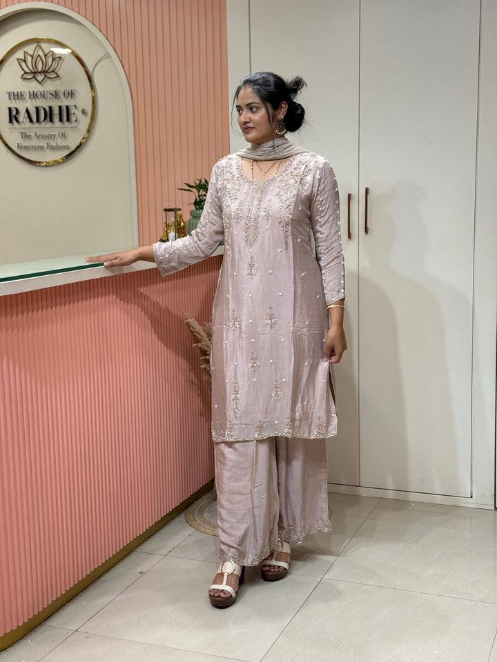 Pure Chinon Heavy Handwork Flared Palazzo Collection | R117