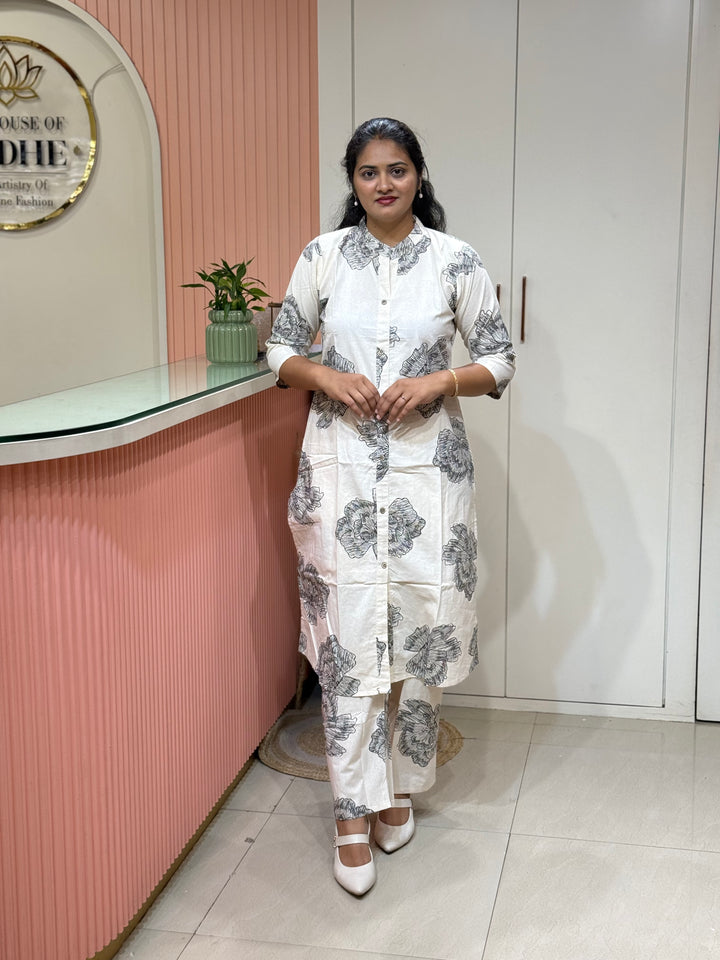 Flex Cotton 2 piece collection with floral work | R137