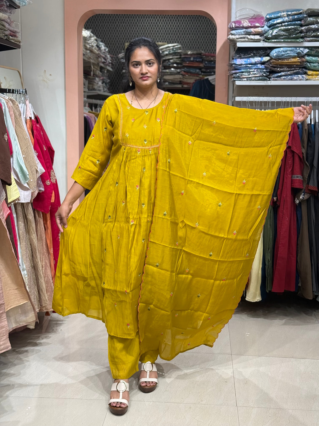 Mul Chanderi with Cute Embroidery work | R208
