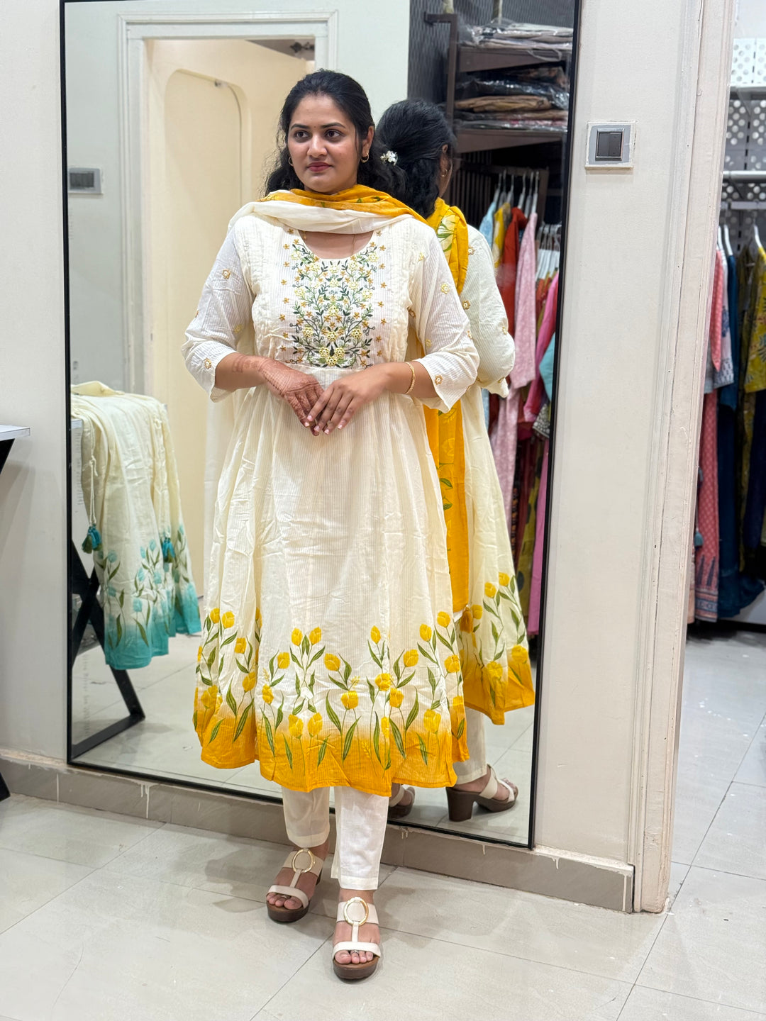 Premium Mul Cotton Anarkali Style Collection with cotton Lining | R164