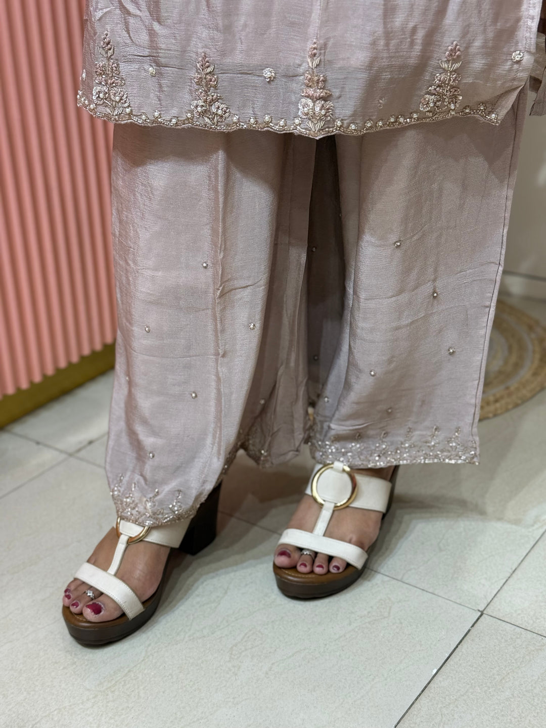 Pure Chinon Heavy Handwork Flared Palazzo Collection | R117