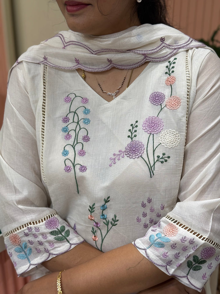 Coral Mul Chanderi Collection with Embroidery work | R179