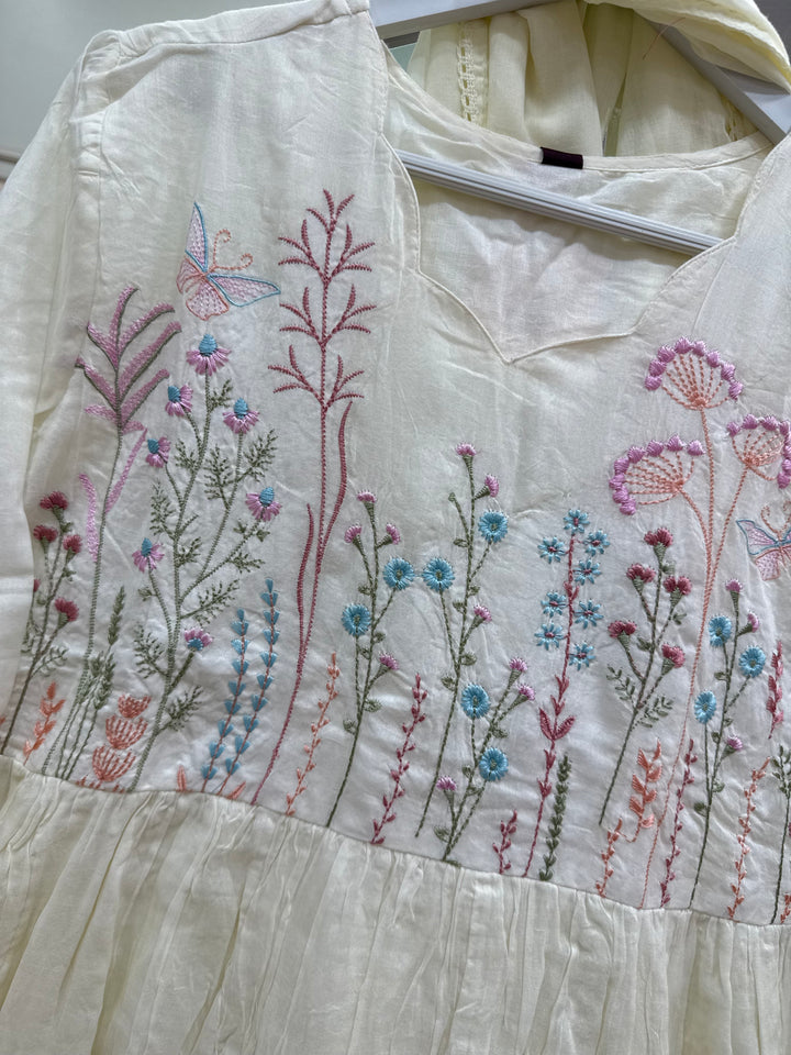 Pure Mul Cotton with Embroidery Work (Cotton Lining)  | R168
