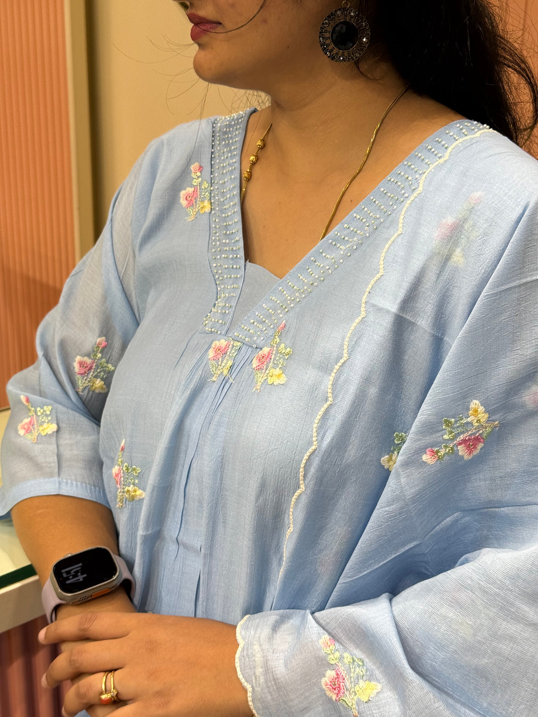 Premium Mul Chanderi with Embroidery work | R179