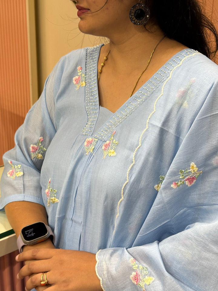 Premium Mul Chanderi with Embroidery work | R179