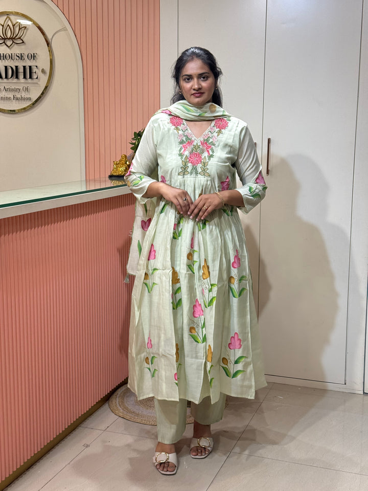 Mul Chanderi Collection with Brush Paint | R209