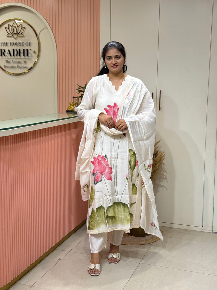 Pure Mul Chanderi Collection with Brush Print | R218