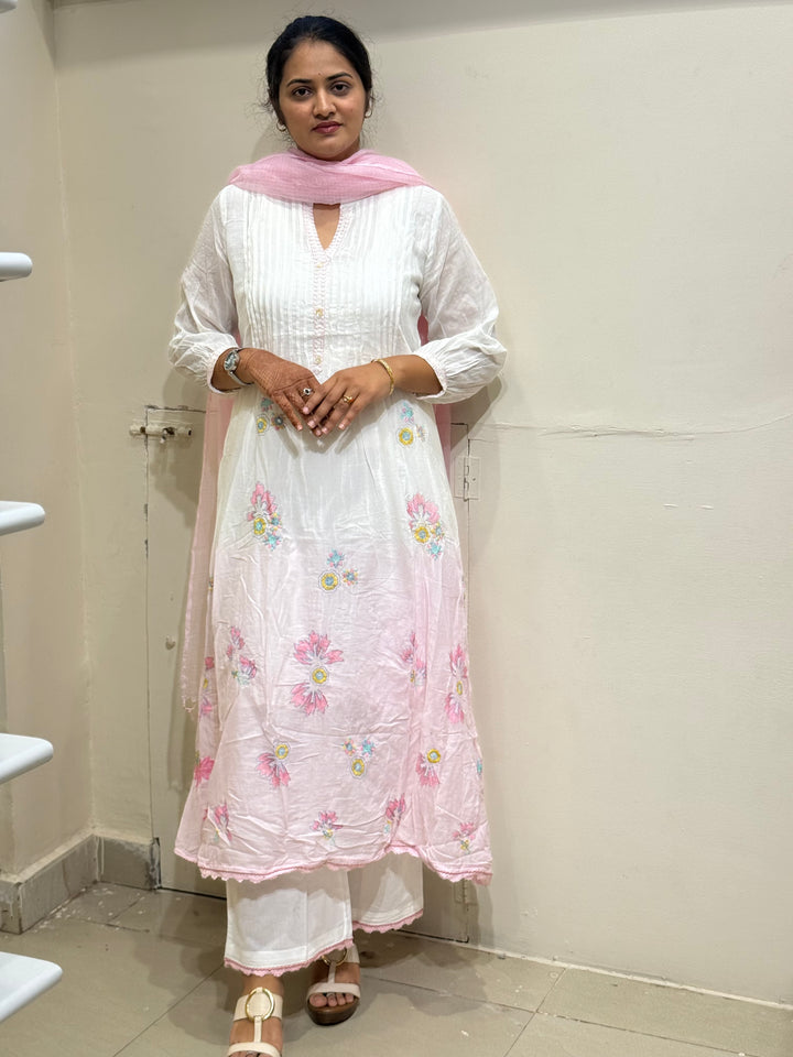 Premium Mul Cotton Ombré Shade Collection With Kota Doria Dupatta | R176