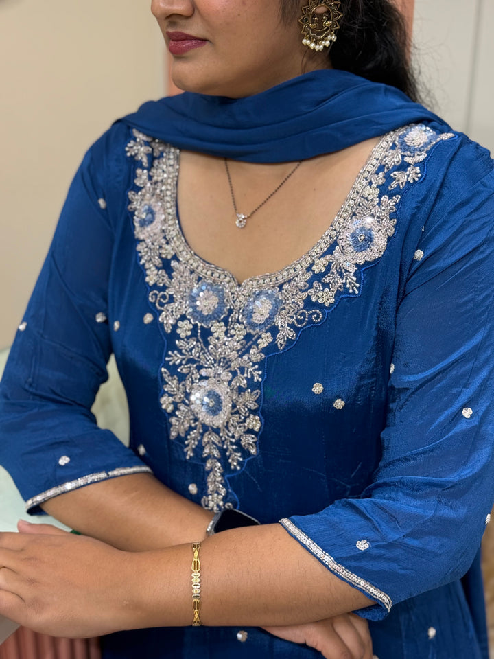 Pure Chinon Festive Collection | Full Handwork, Sequin &amp; Cut Dana | R177
