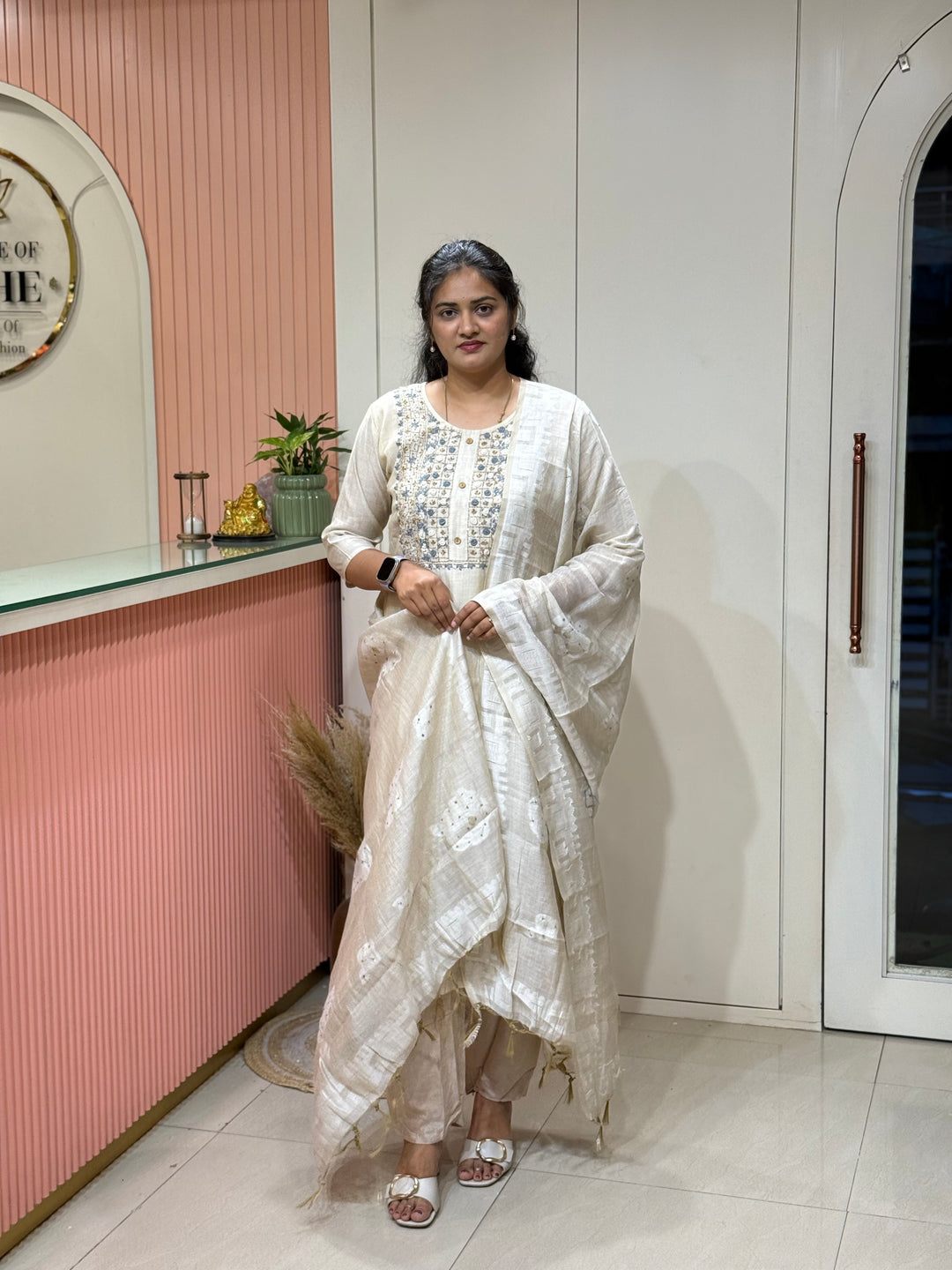 Pure Jamdani Collection with full Length Dupatta and Hand embroidery work (Cotton Lining )| R211