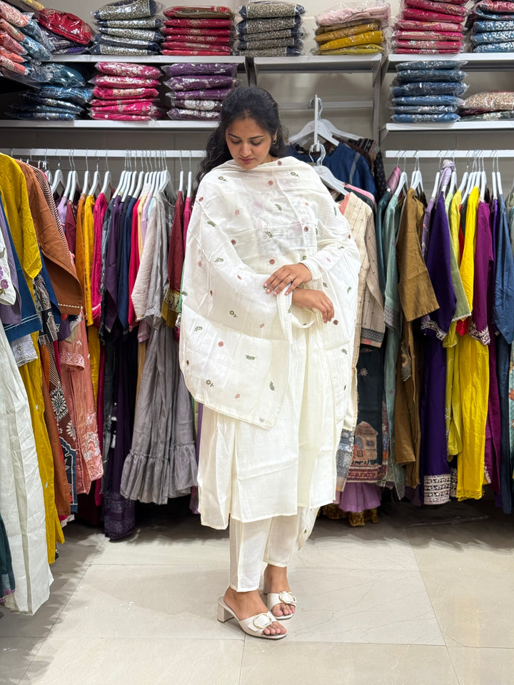 Mul Chanderi with Embroidery work at yoke part | Cotton Lining Available | R138