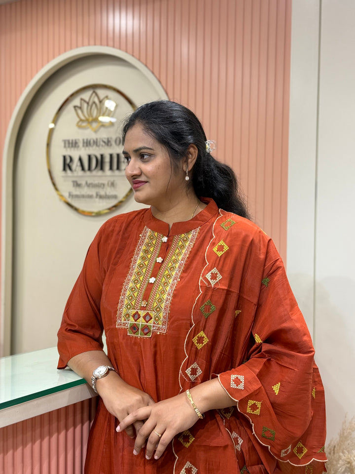 Mul Chanderi Collection with High neck | R216