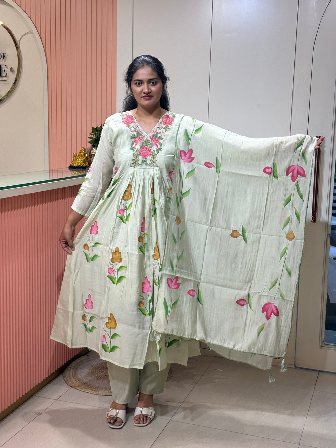 Mul Chanderi Collection with Brush Paint | R209