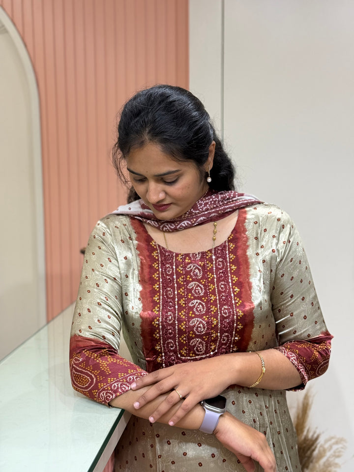 Gaji Satin Collection with Bandini print ( Dupatta Gaji Satin ) | R227